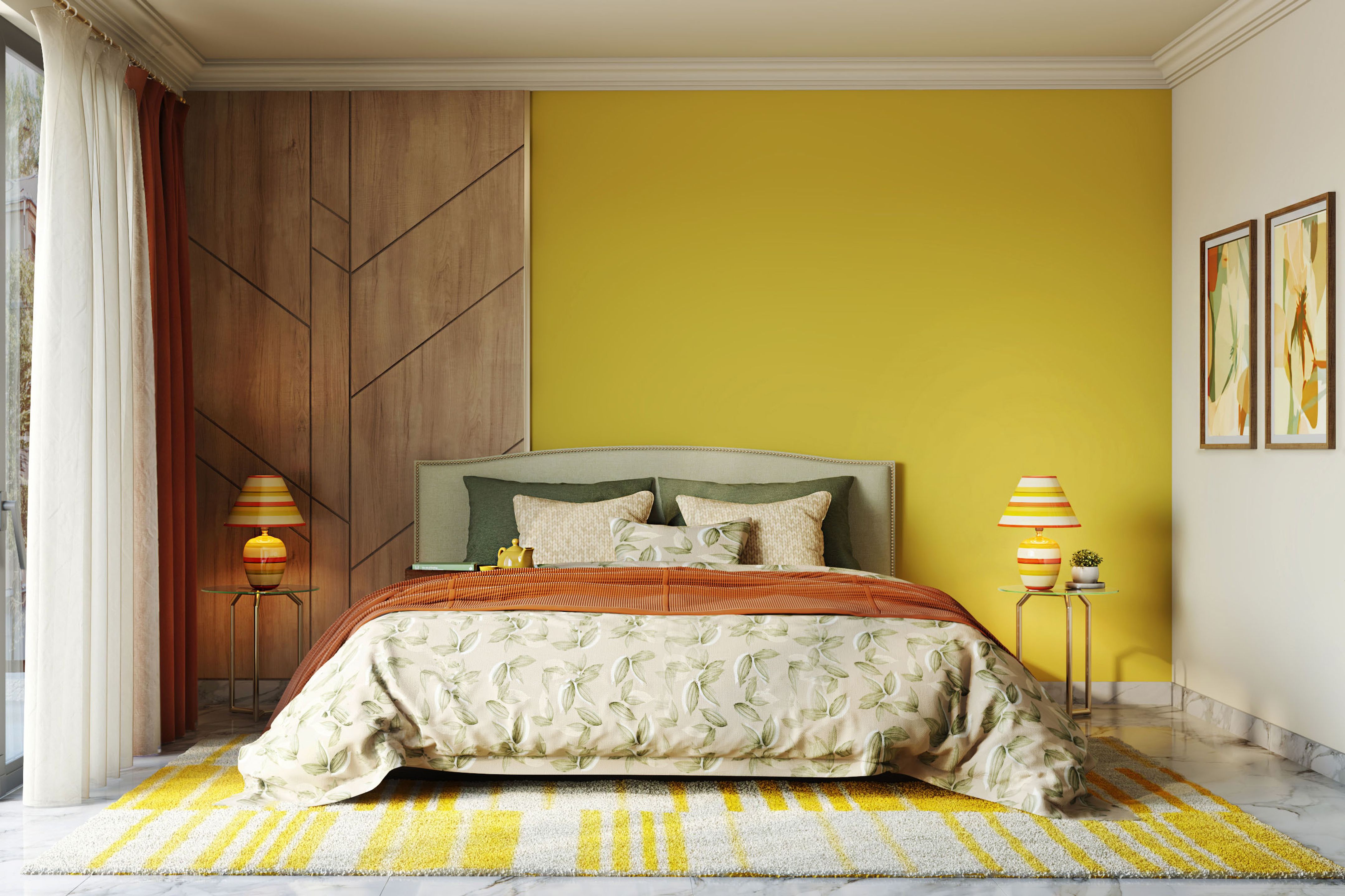 bedroom wall design with paint