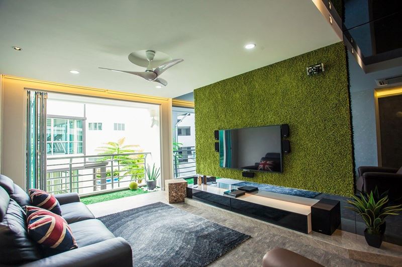 Artificial grass wall design ideas for the living room 