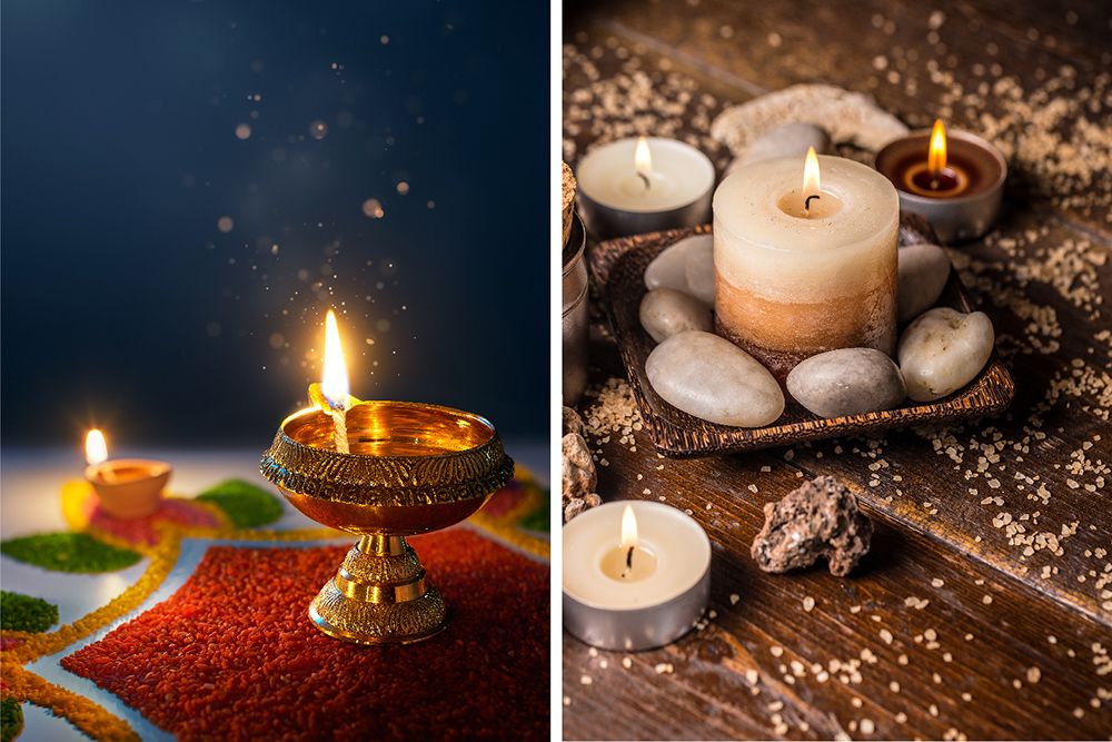 diyas and candles raksha bandhan decoration  raskhabandhan 2024 | the interior nook