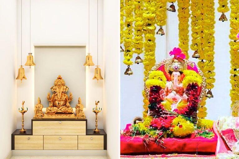 Ganpati Decoration Ideas With Marigolds and Bells | the interior nook