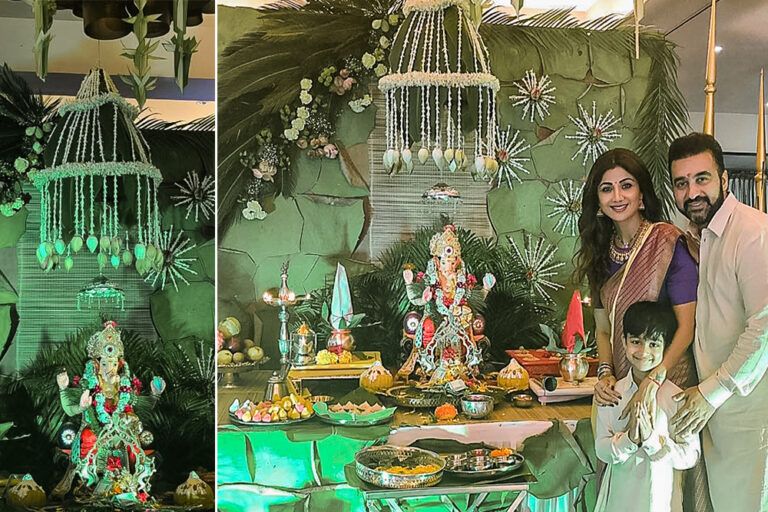 Ganpati Decoration Ideas With Paper Palms | the interior nook