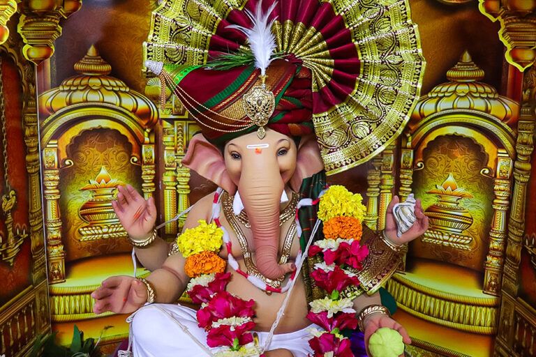 Ganpati Decoration With Cardboard Temple | the interior nook