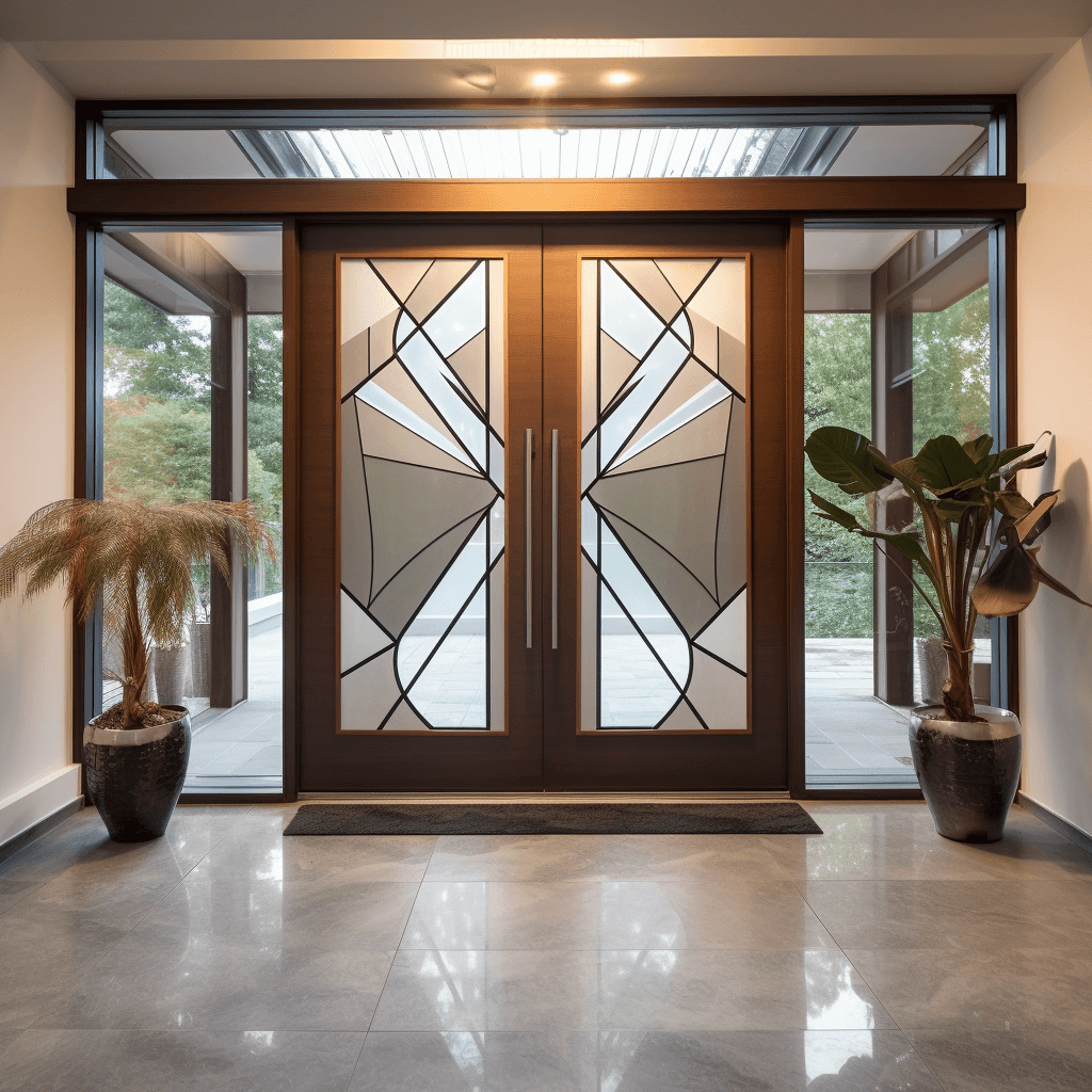 Main Hall Double Door Design With Large-sized Glass Panels