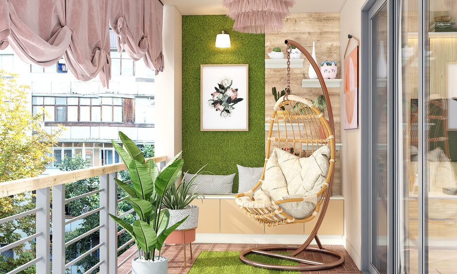 balcony wall grass design